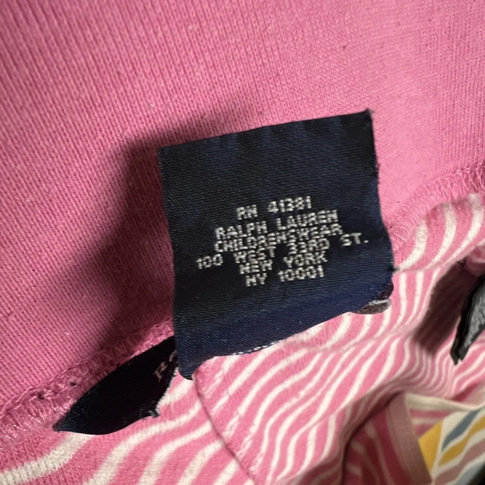 Ralph Lauren Girls Size5 Pink/White Striped Knit Shorts Drawstring Elastic k36.1